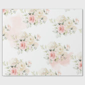 Roze Bloemen Botanische 75e Verjaardagsfeest Cadeaupapier (Vlak)