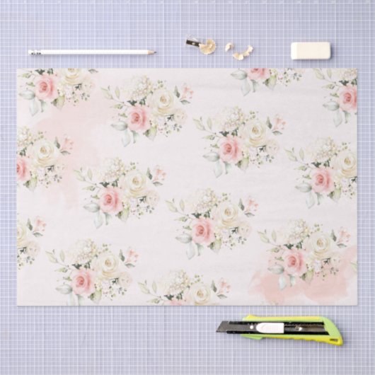 Roze Bloemen Botanische 75e Verjaardagsfeest Tissuepapier (Craft)