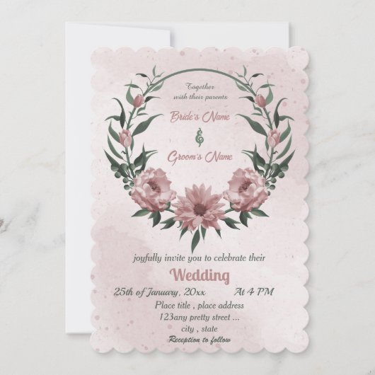 roze bloemen botanische baardster kaart (Voorkant)