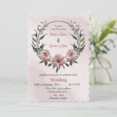 roze bloemen botanische baardster kaart (Staand voorkant)