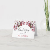 Roze Bloemen Botanische Bruid Dank u Bedankkaart (Voorkant)