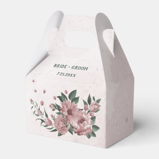  roze bloemen botanische bruiloft bedankdoosjes (Voorkant Zijde)