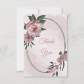 roze bloemen botanische bruiloft bedankkaart (Voorkant)