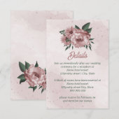 roze bloemen botanische bruiloft informatiekaartje (Voorkant / Achterkant)