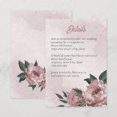 roze bloemen botanische bruiloft informatiekaartje (Voorkant / Achterkant)