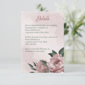 roze bloemen botanische bruiloft informatiekaartje (Staand voorkant)