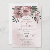 roze bloemen botanische bruiloft kaart (Voorkant)
