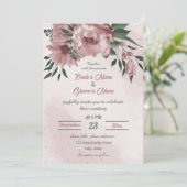 roze bloemen botanische bruiloft kaart (Staand voorkant)
