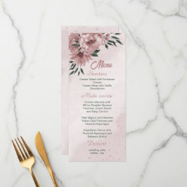 roze bloemen botanische bruiloft menu