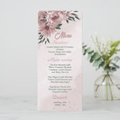  roze bloemen botanische bruiloft menu (Staand voorkant)