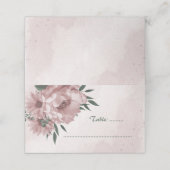 roze bloemen botanische bruiloft plaatskaartje (Buitenkant ongevouwen)