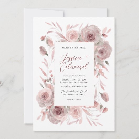 Roze Bloemen Botanische Elegant Classic Kaart (Voorkant)