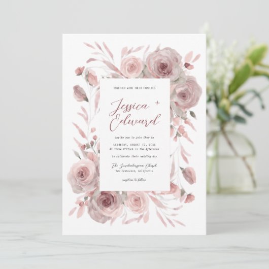 Roze Bloemen Botanische Elegant Classic Kaart (Staand voorkant)