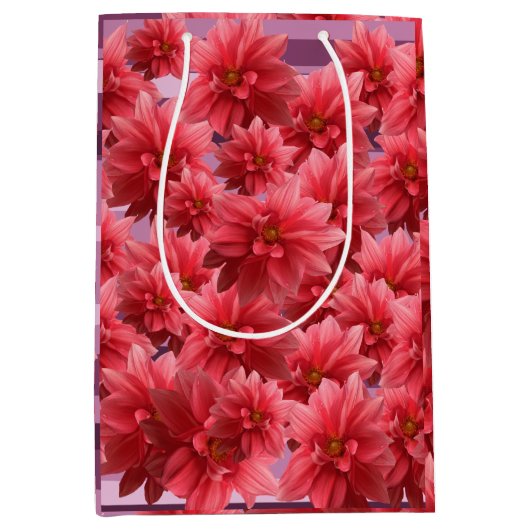 Roze Bloemen Botanische Kunst Medium Cadeauzakje (Voorkant)