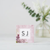  roze bloemen botanische landschapsontwerper vierkante visitekaartje (Staand voorkant)