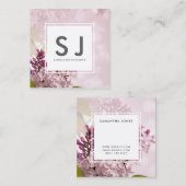  roze bloemen botanische landschapsontwerper vierkante visitekaartje (Voorkant / Achterkant)