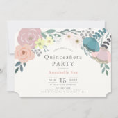 Roze Bloemen Botanische Quinceañera Kaart (Voorkant)