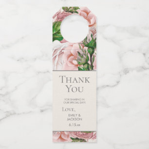 Roze Bloemen Botanische Trouwfoto's Vintage Flessenhanger