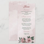 roze bloemen botanische trouwmenu menu (Voorkant / Achterkant)