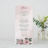 roze bloemen botanische trouwmenu menu (Staand voorkant)