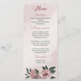 roze bloemen botanische trouwmenu menu