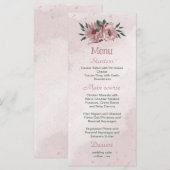  roze bloemen botanische trouwmenu menu (Voorkant / Achterkant)