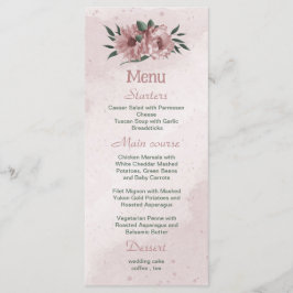 roze bloemen botanische trouwmenu menu