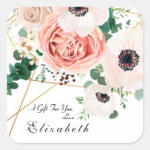 Roze Bloemen Botanische Tuin Bloem Boeket Custom Vierkante Sticker (Voorkant)