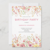 Roze Bloemen Botanische Verjaardag Kaart (Voorkant)