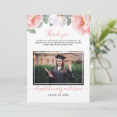 Roze Bloemen Botanische Waterverf Afstuderen Bedankkaart (Staand voorkant)