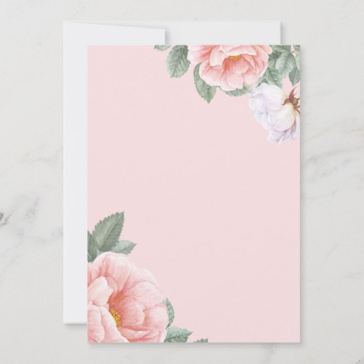 Roze Bloemen Botanische Waterverf Afstuderen Bedankkaart (Achterkant)