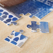 Roze Bloemen Bougainvillea Marokko Blauwe Tegels Legpuzzel (Zijkant)