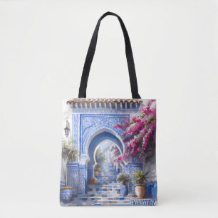 Roze Bloemen Bougainvillea Marokko Tegels bruiloft Tote Bag