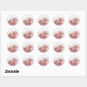 Roze bloemen Bouquet, Romance liefdeshuwelijk Ronde Sticker (Vel)
