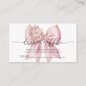 Roze Bloemen Bow Baby shower Luier Raffle Informatiekaartje (Voorkant)