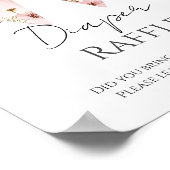 Roze Bloemen Bow Baby shower Luier Raffle Poster (Hoek)