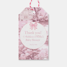 Roze Bloemen Bow Coquette Baby Meisje Douche Nap Cadeaulabel