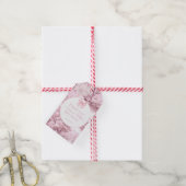 Roze Bloemen Bow Coquette Baby Meisje Douche Nap Cadeaulabel (Met Touw)