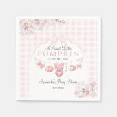 Roze Bloemen Bow Little Pumpkin Girl Baby shower Servet (Voorkant)