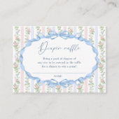 Roze Bloemen Bow Luier Raffle Ticket Informatiekaartje (Voorkant)