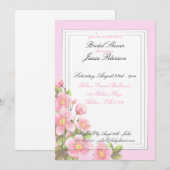 Roze bloemen Bridal Shower-uitnodigingskaarten Kaart (Voorkant / Achterkant)