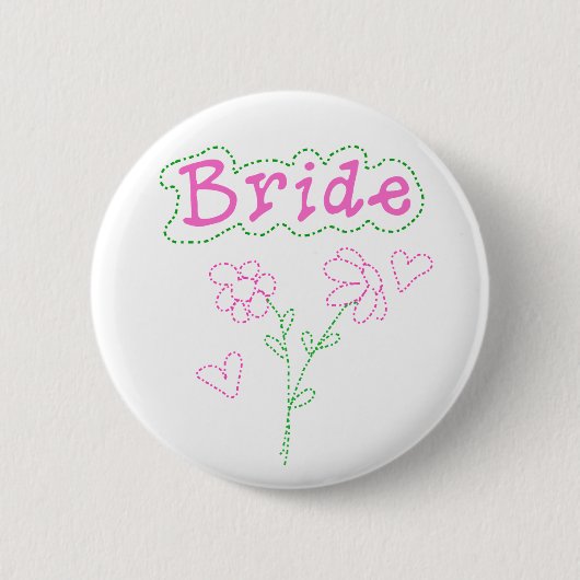 Roze bloemen bride ronde button 5,7 cm (Voorkant)