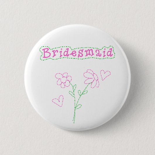 Roze bloemen Bridesmaid Ronde Button 5,7 Cm (Voorkant)