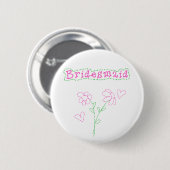 Roze bloemen Bridesmaid Ronde Button 5,7 Cm (Voorkant /achterkant)
