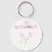 Roze bloemen Bridesmaid Sleutelhanger (Voorkant)