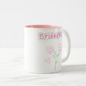 Roze bloemen Bridesmaid Tweekleurige Koffiemok (Voorkant rechts)