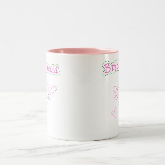 Roze bloemen Bridesmaid Tweekleurige Koffiemok (Center)