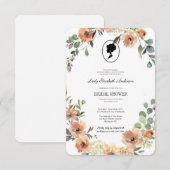 Roze bloemen bridgerton thema, bruids thee regents kaart (Voorkant / Achterkant)