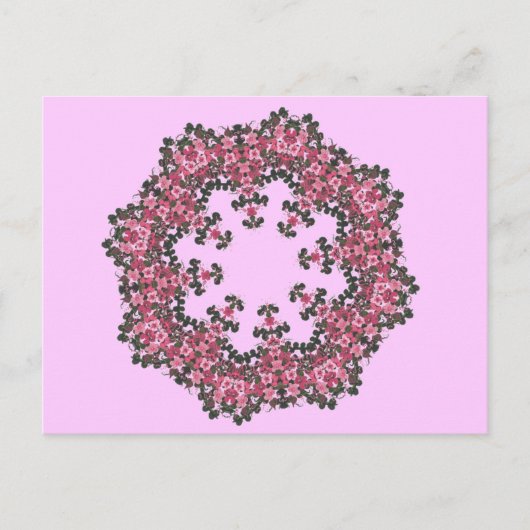 Roze bloemen briefkaart (Voorkant)