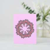 Roze bloemen briefkaart (Staand voorkant)